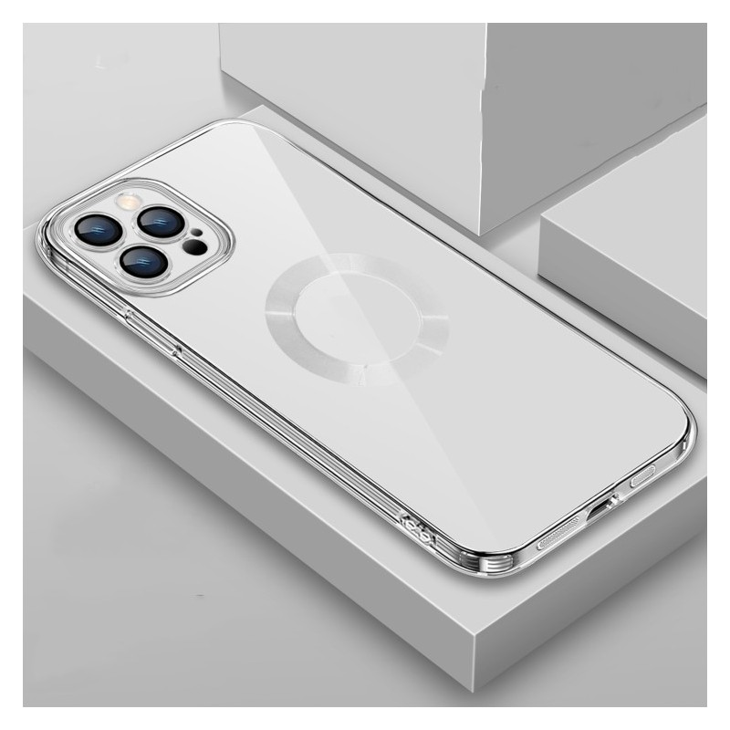 Funda Transparente con Lente Plateada para iPhone 14 Pro