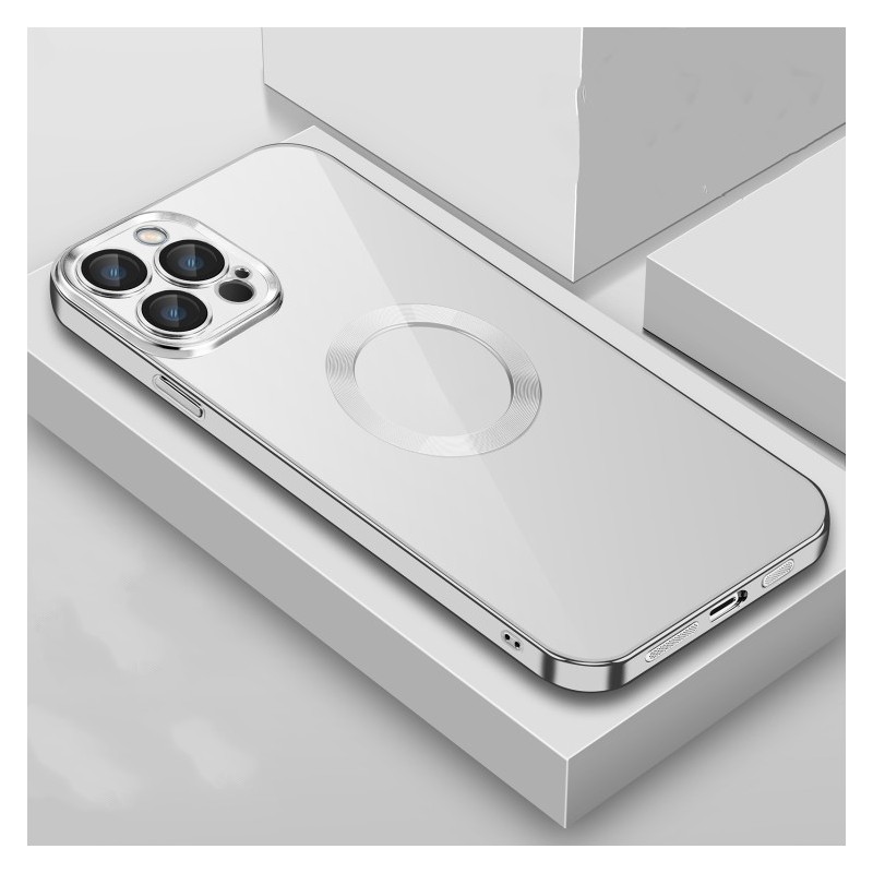 Funda Transparente con Lente Plateada para iPhone 14 Pro