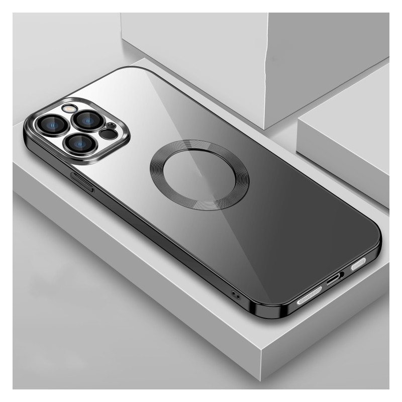 For iPhone 14 Plus Transparent Cover Case with Silver Lens Film
