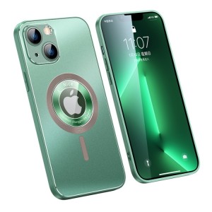 For iPhone 14 MagSafe Case Cover with Frosted Metal Back Plate