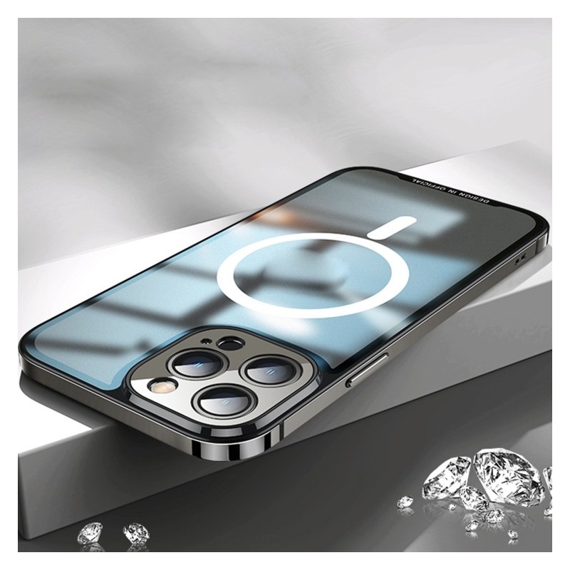 MagSafe Glass Case with Metal Frame for iPhone 14 Pro
