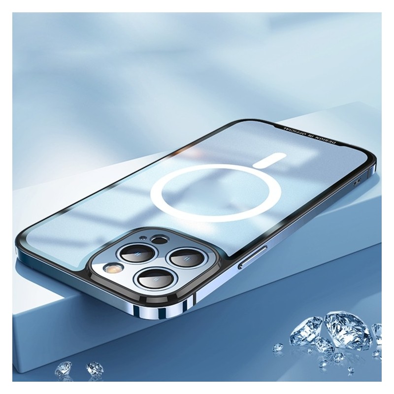 MagSafe Glass Case with Metal Frame for iPhone 14 Pro
