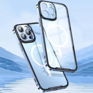 MagSafe Glass Case with Metal Frame for iPhone 14 Plus