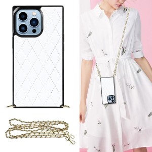 Rhombic Leather Crossbody Case Cover for iPhone 14 Pro Max