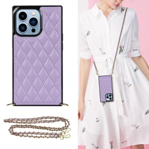 Funda Bandolera para iPhone 14 Pro Max de Piel Rómbico