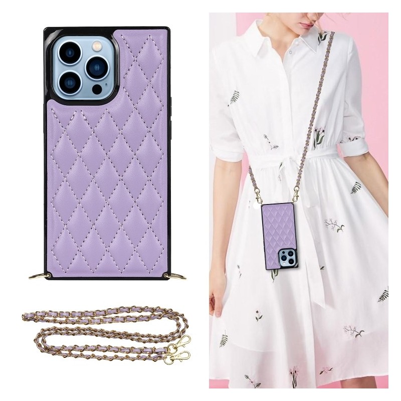 Funda Bandolera para iPhone 14 Pro Max de Piel Rómbico