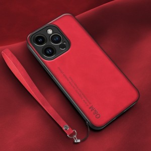 Leather Case Lamba Skin Feel with Strap for iPhone 14 Pro