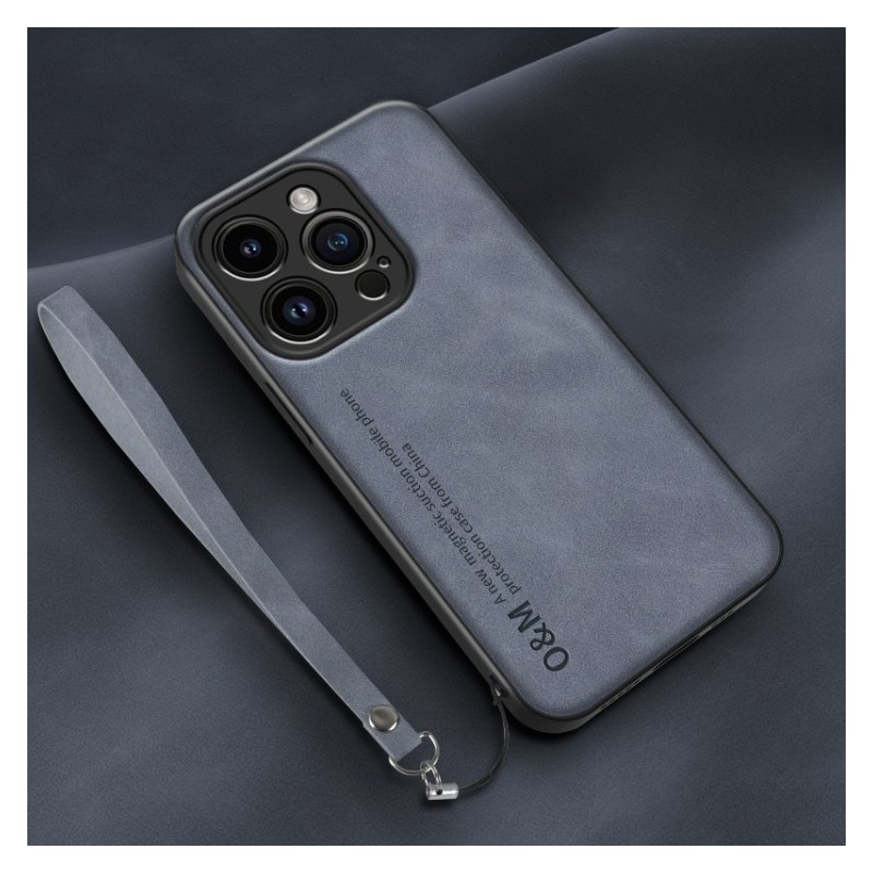 Leather Case Lamba Skin Feel with Strap for iPhone 14 Pro