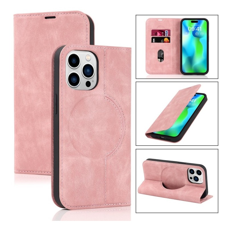 Funda iPhone 14 Pro Max con Carga Inálambrica Magsafe de Piel y Soporte