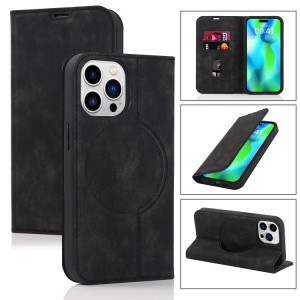 iPhone 14 Plus Holder Leather Case Cover with Magsafe Wireless Charging