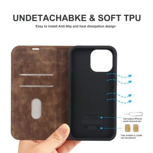 Funda iPhone 14 con Carga Inálambrica Magsafe de Piel y Soporte