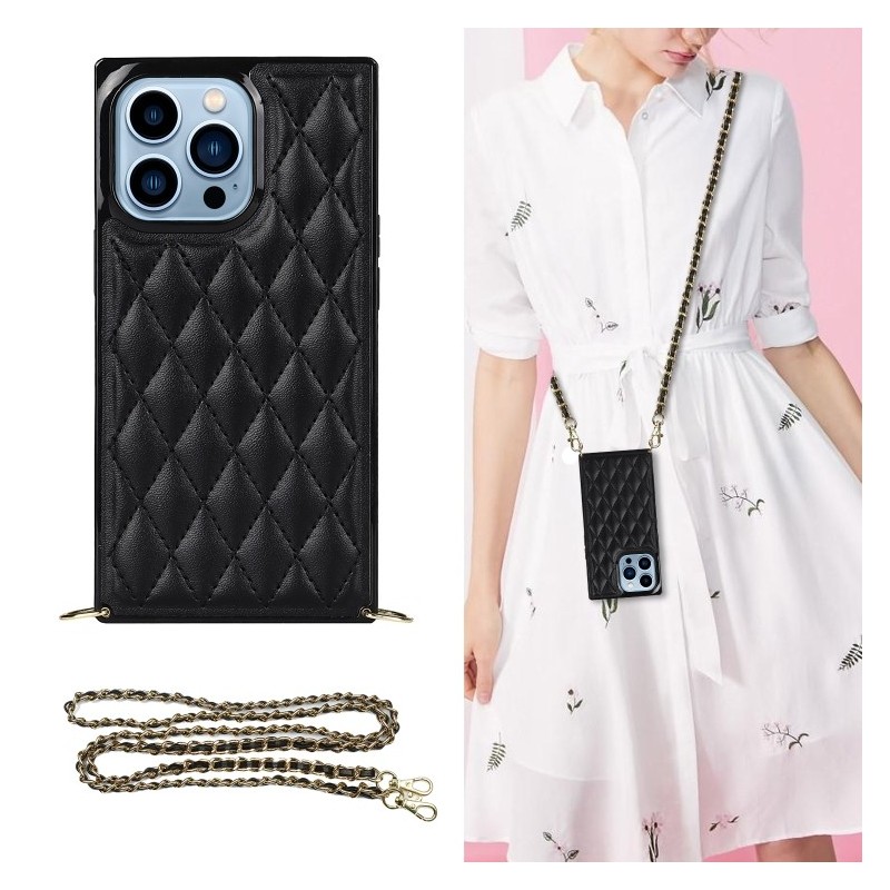 Funda Bandolera para iPhone 14 Pro de Piel Rómbico