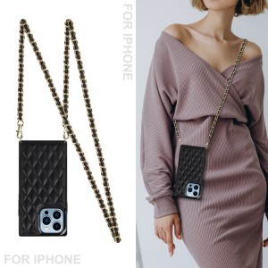 Funda Bandolera para iPhone 14 Pro de Piel Rómbico