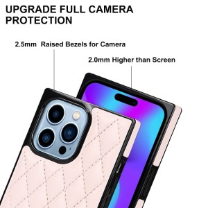 Rhombic Leather Crossbody Case Cover for iPhone 14