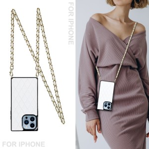 Rhombic Leather Crossbody Case Cover for iPhone 14