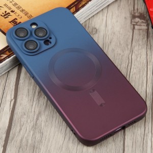 For iPhone 14 Plus Magsafe Liquid Silicone Case 2 Gardient Colors