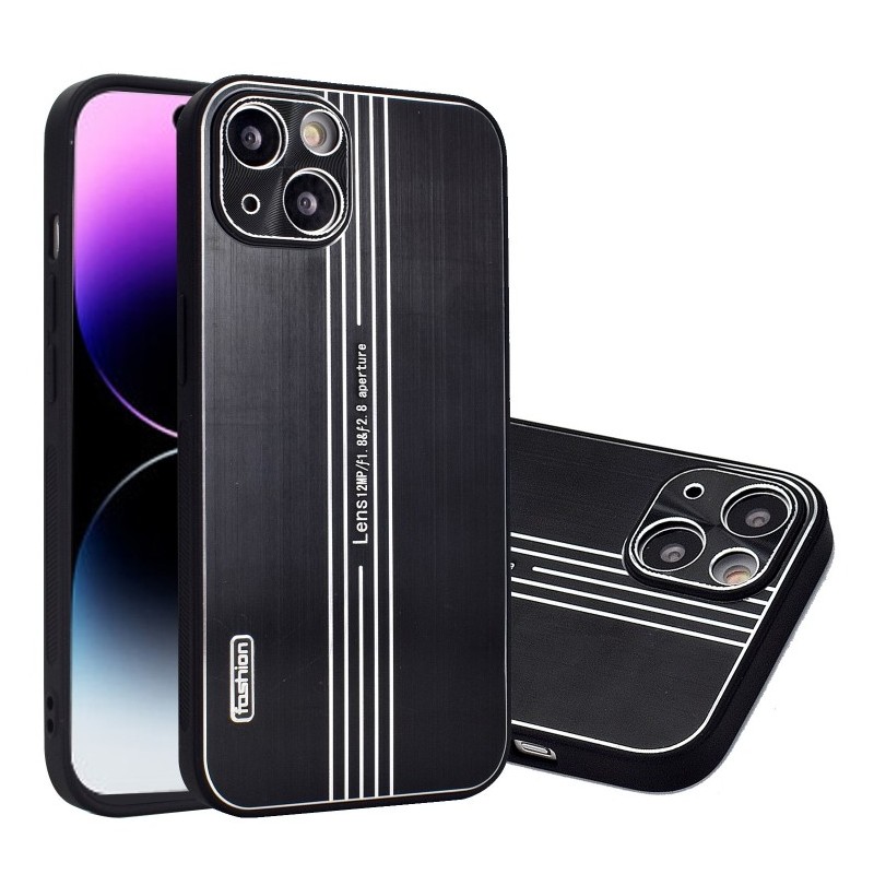 For iPhone 14 Plus Phone Case Cover Brushed Metal Texture