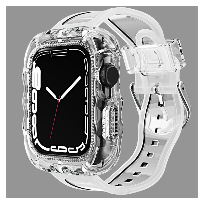 Correa transparente de silicona TPU para Apple Watch 45mm,44mm y 42mm