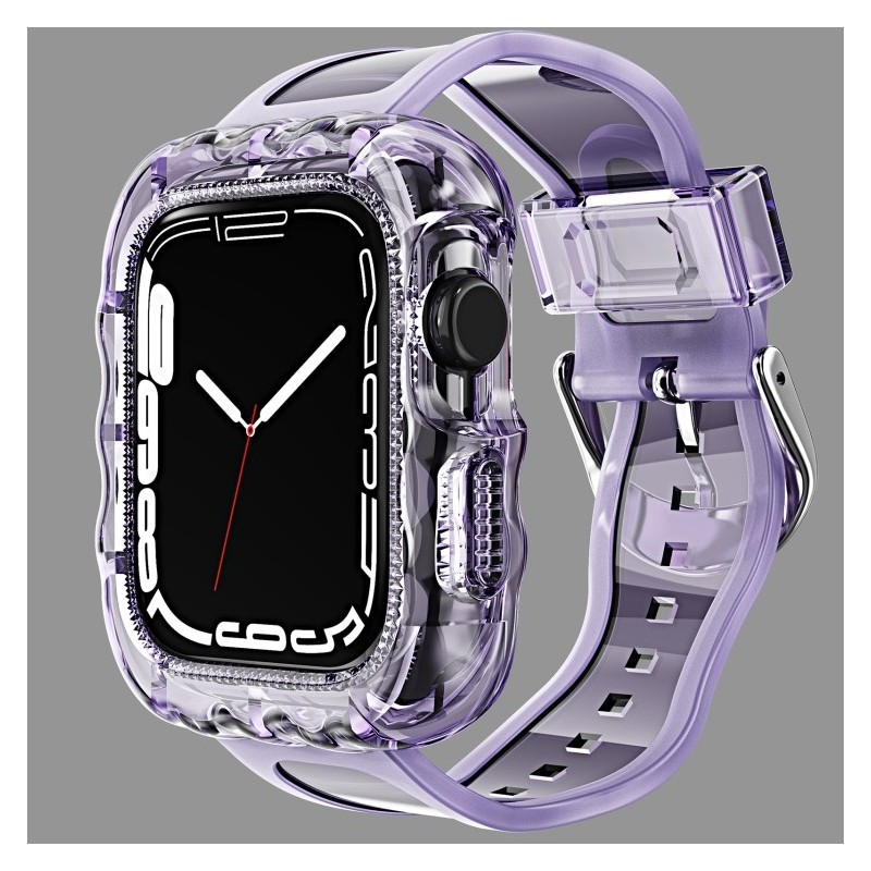 Correa transparente de silicona TPU para Apple Watch 45mm,44mm y 42mm