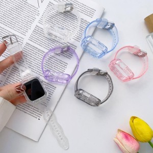 Correa transparente de silicona TPU para Apple Watch 45mm,44mm y 42mm