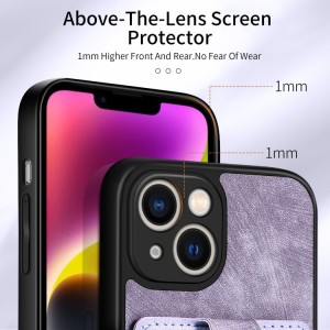 iPhone 14 Pro Max Retro Style Leather Card Wallet Case with Ring