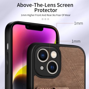 iPhone 14 Pro Retro Style Leather Card Wallet Case with Ring