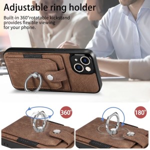 Funda iPhone 14 Pro Billetera Piel Retro Style con Anillo