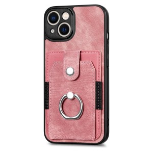 iPhone 14 Pro Retro Style Leather Card Wallet Case with Ring