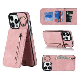 Funda Tarjetero iPhone 14 Pro Max RFID Cremallera y Anillo