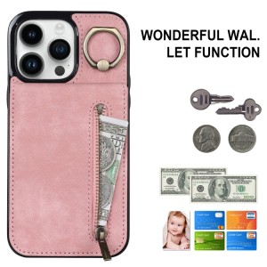 Funda Tarjetero iPhone 14 Pro Max RFID Cremallera y Anillo