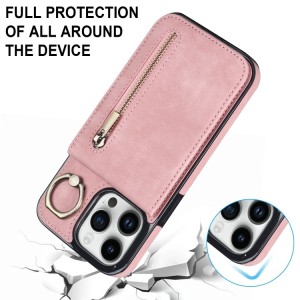 Funda Tarjetero iPhone 14 Pro Max RFID Cremallera y Anillo