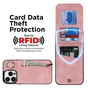 Funda Tarjetero iPhone 14 Pro Max RFID Cremallera y Anillo
