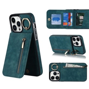 iPhone 14 Pro Max RFID Card Zipper Ring Holder Case