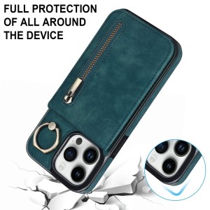 Funda Tarjetero iPhone 14 Pro Max RFID Cremallera y Anillo