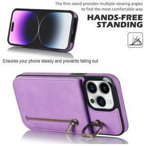 iPhone 14 Pro Max RFID Card Zipper Ring Holder Case