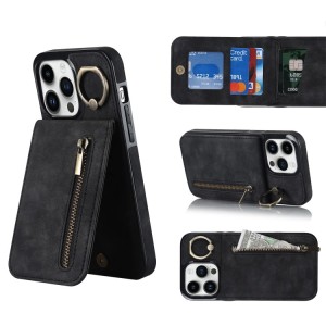 Funda Tarjetero iPhone 14 Pro RFID Cremallera y Anillo