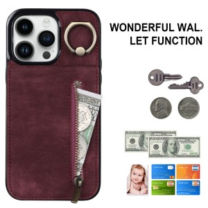 Funda Tarjetero iPhone 14 Pro RFID Cremallera y Anillo