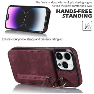 Funda Tarjetero iPhone 14 Pro RFID Cremallera y Anillo