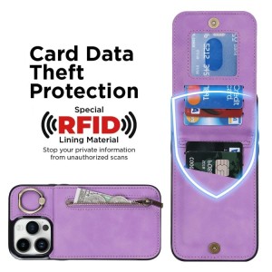 Funda Tarjetero iPhone 14 Plus RFID Cremallera y Anillo