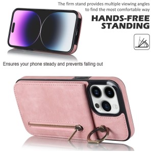 iPhone 14 RFID Card Zipper Ring Holder Case