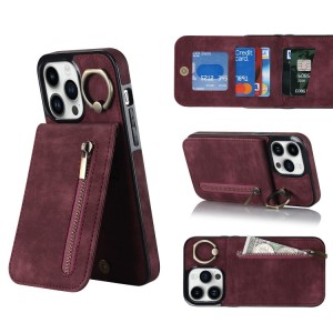 iPhone 14 RFID Card Zipper Ring Holder Case