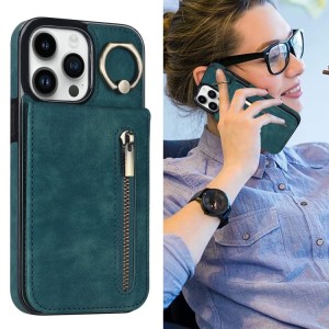 iPhone 14 RFID Card Zipper Ring Holder Case
