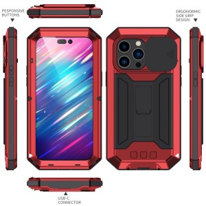 Metallic Waterproof Case Cover for iPhone 14 Pro
