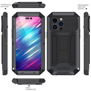 Metallic Waterproof Case Cover for iPhone 14 Pro