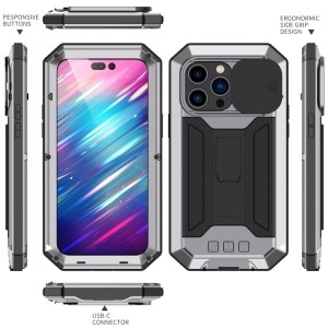 Metallic Waterproof Case Cover for iPhone 14