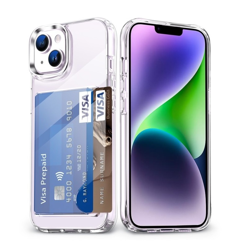 Funda con Tarjetero iPhone 14 Plus Transparente Esquinas Reforzadas