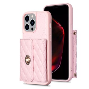 iPhone 14 Pro Rhombic Leather Case with Horizontal Wallet