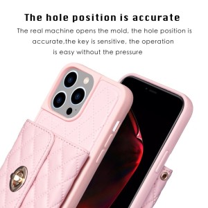 iPhone 14 Pro Rhombic Leather Case with Horizontal Wallet