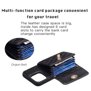 iPhone 14 Pro Rhombic Leather Case with Horizontal Wallet