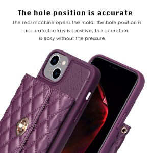 iPhone 14 Plus Rhombic Leather Case with Horizontal Wallet